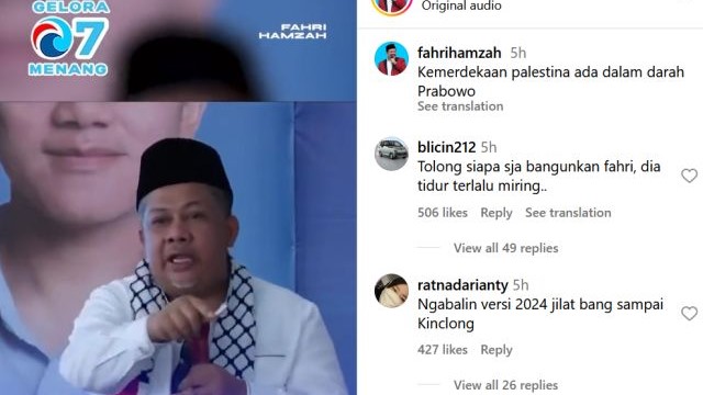 Fahri Hamzah Yakin Prabowo Subianto Bebaskan Palestina, Warganet Ngabalin Jilid Dua